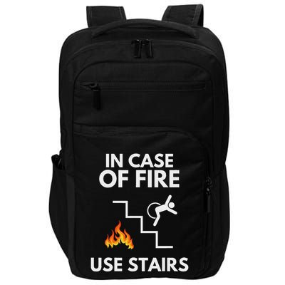 In Case Of Fire Use Stairs Funny Disabled Wheelchair Impact Tech Backpack