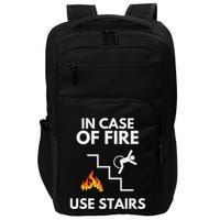 In Case Of Fire Use Stairs Funny Disabled Wheelchair Impact Tech Backpack