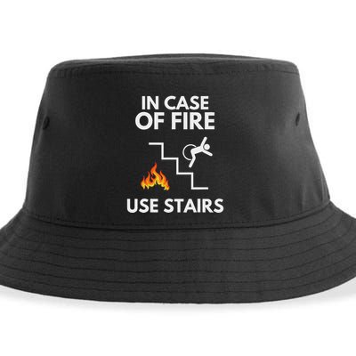 In Case Of Fire Use Stairs Funny Disabled Wheelchair Sustainable Bucket Hat