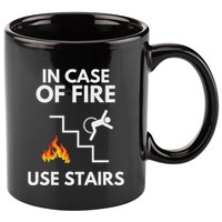 In Case Of Fire Use Stairs Funny Disabled Wheelchair 11oz C Handle Ceramic Mug