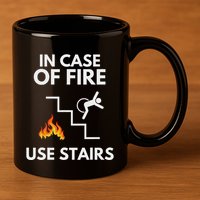 In Case Of Fire Use Stairs Funny Disabled Wheelchair 11oz C Handle Ceramic Mug