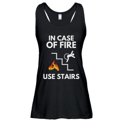 In Case Of Fire Use Stairs Funny Disabled Wheelchair Ladies Essential Flowy Tank
