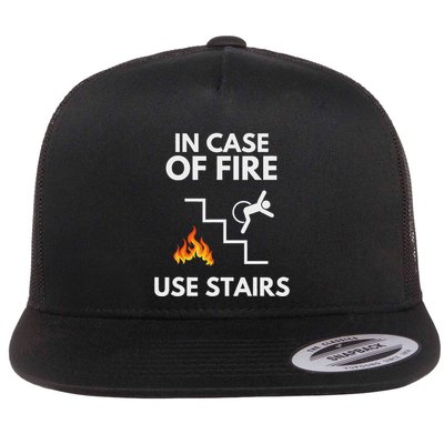 In Case Of Fire Use Stairs Funny Disabled Wheelchair Flatbill Hat