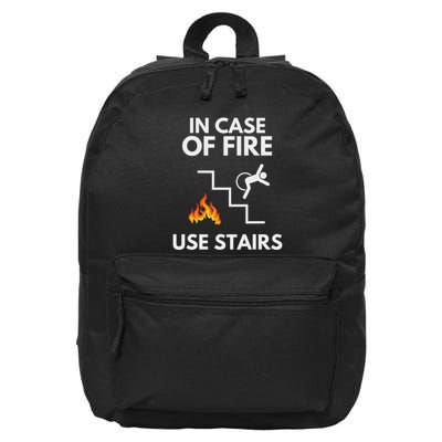 In Case Of Fire Use Stairs Funny Disabled Wheelchair 16 in Basic Backpack