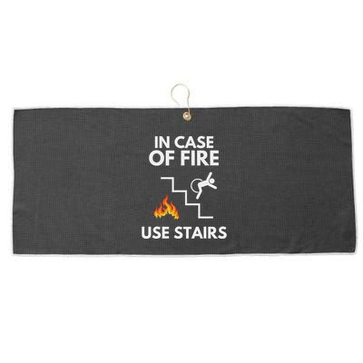In Case Of Fire Use Stairs Funny Disabled Wheelchair Large Microfiber Waffle Golf Towel