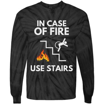 In Case Of Fire Use Stairs Funny Disabled Wheelchair Tie-Dye Long Sleeve Shirt