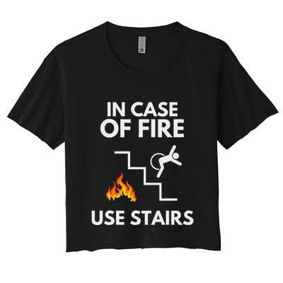 In Case Of Fire Use Stairs Funny Disabled Wheelchair Crop Top