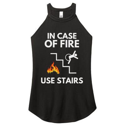 In Case Of Fire Use Stairs Funny Disabled Wheelchair Women's Perfect Tri Rocker Tank