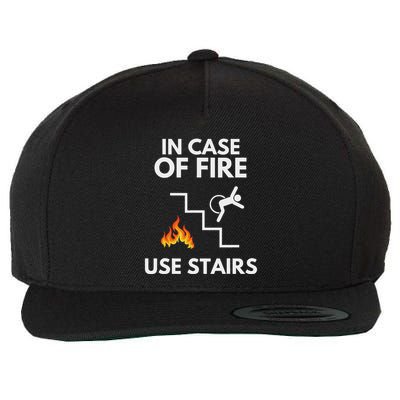 In Case Of Fire Use Stairs Funny Disabled Wheelchair Wool Snapback Cap