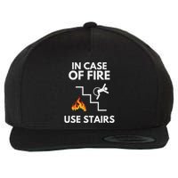 In Case Of Fire Use Stairs Funny Disabled Wheelchair Wool Snapback Cap