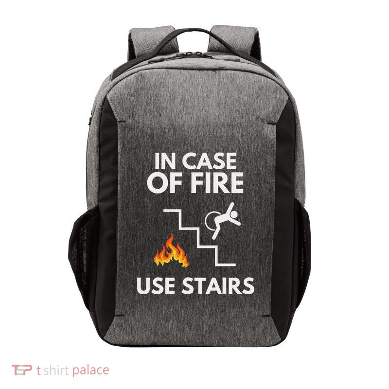In Case Of Fire Use Stairs Funny Disabled Wheelchair Vector Backpack