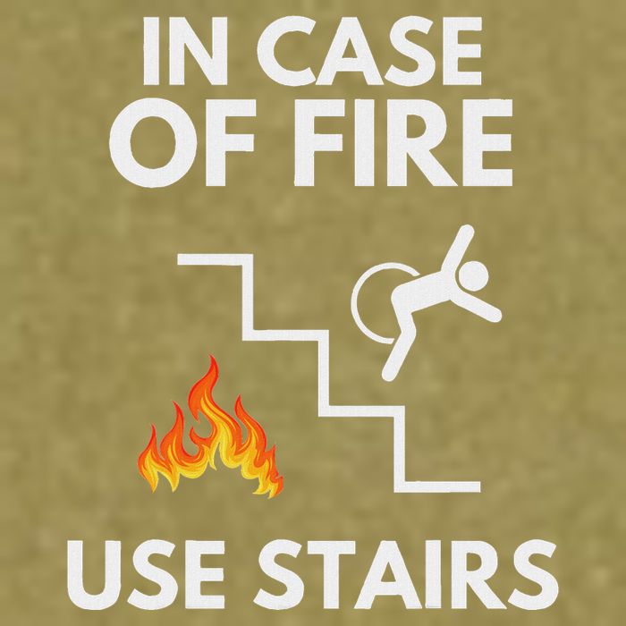 In Case Of Fire Use Stairs Funny Disabled Wheelchair Garment-Dyed Women's Muscle Tee
