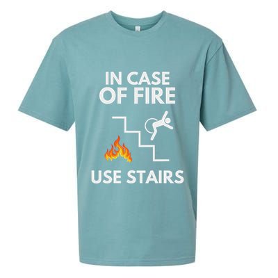 In Case Of Fire Use Stairs Funny Disabled Wheelchair Sueded Cloud Jersey T-Shirt
