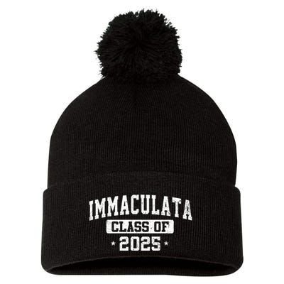 Immaculata Class Of 2025 Graduate Arch Vintage Pom Pom 12in Knit Beanie