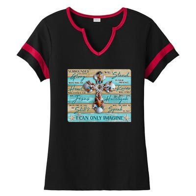 I Can Only Imagine Faith Sea Shell Cross Ladies Halftime Notch Neck Tee