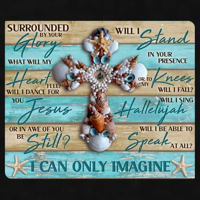 I Can Only Imagine Faith Sea Shell Cross Ladies PosiCharge Tri-Blend Wicking Tank