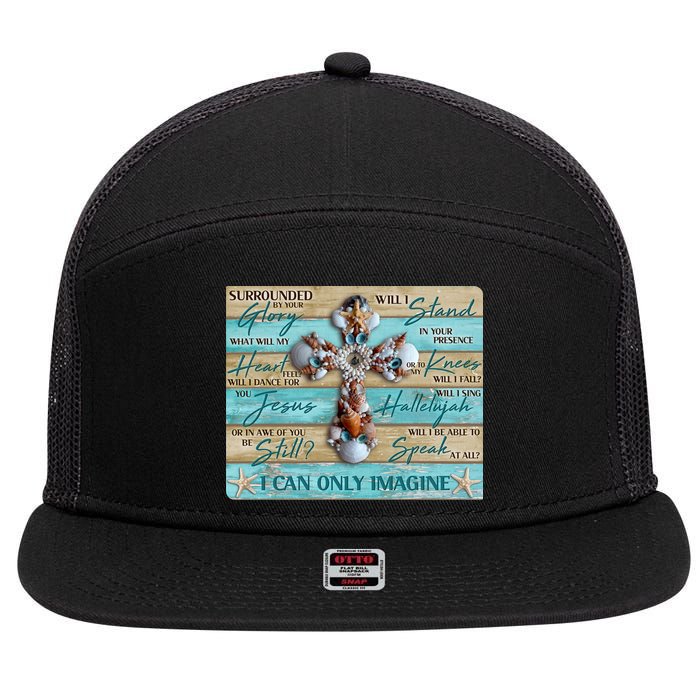 I Can Only Imagine Faith Sea Shell Cross 7 Panel Mesh Trucker Snapback Hat