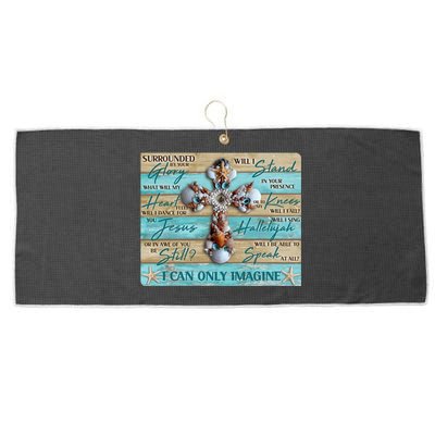 I Can Only Imagine Faith Sea Shell Cross Large Microfiber Waffle Golf Towel