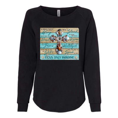 I Can Only Imagine Faith Sea Shell Cross Womens California Wash Sweatshirt