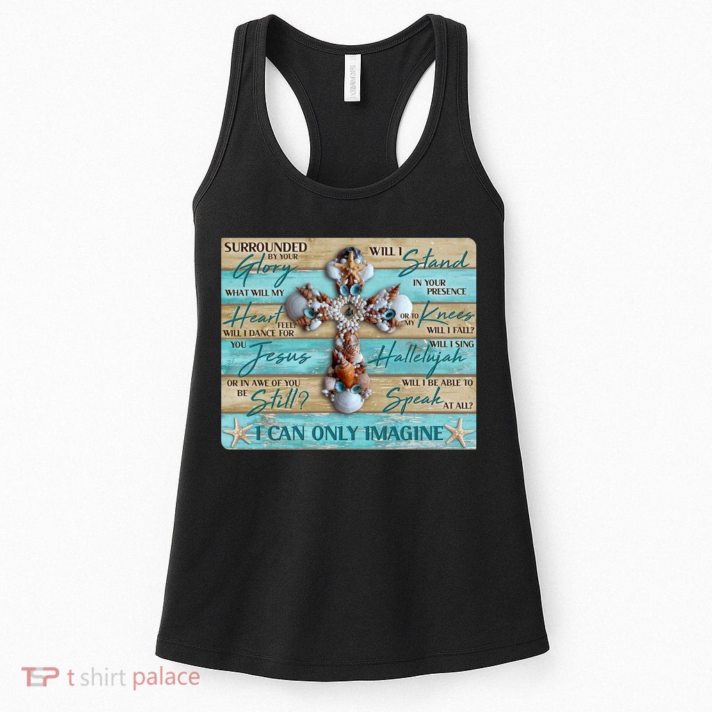 I Can Only Imagine Faith Sea Shell Cross Womens Tank Top