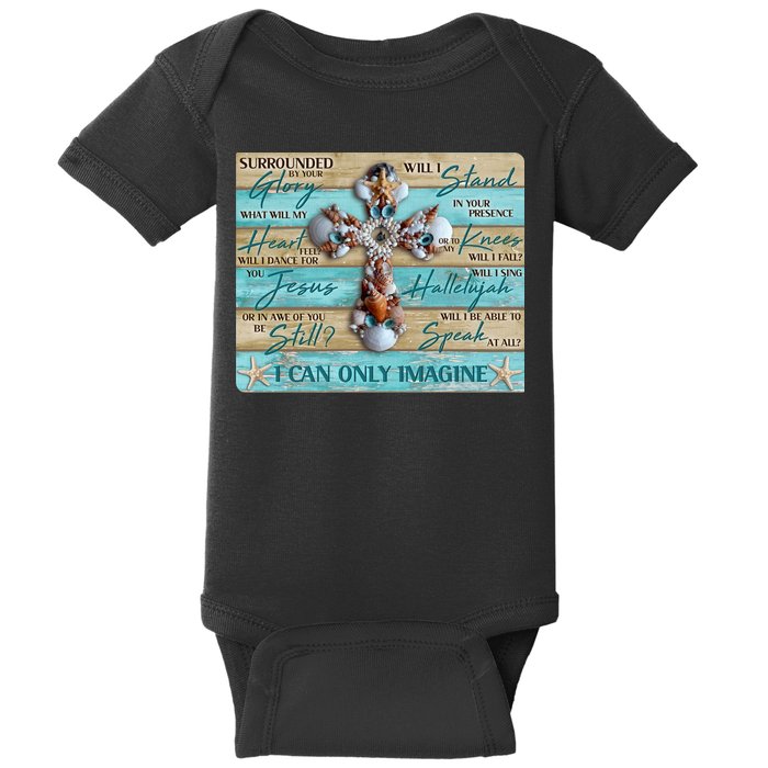I Can Only Imagine Faith Sea Shell Cross Baby Bodysuit