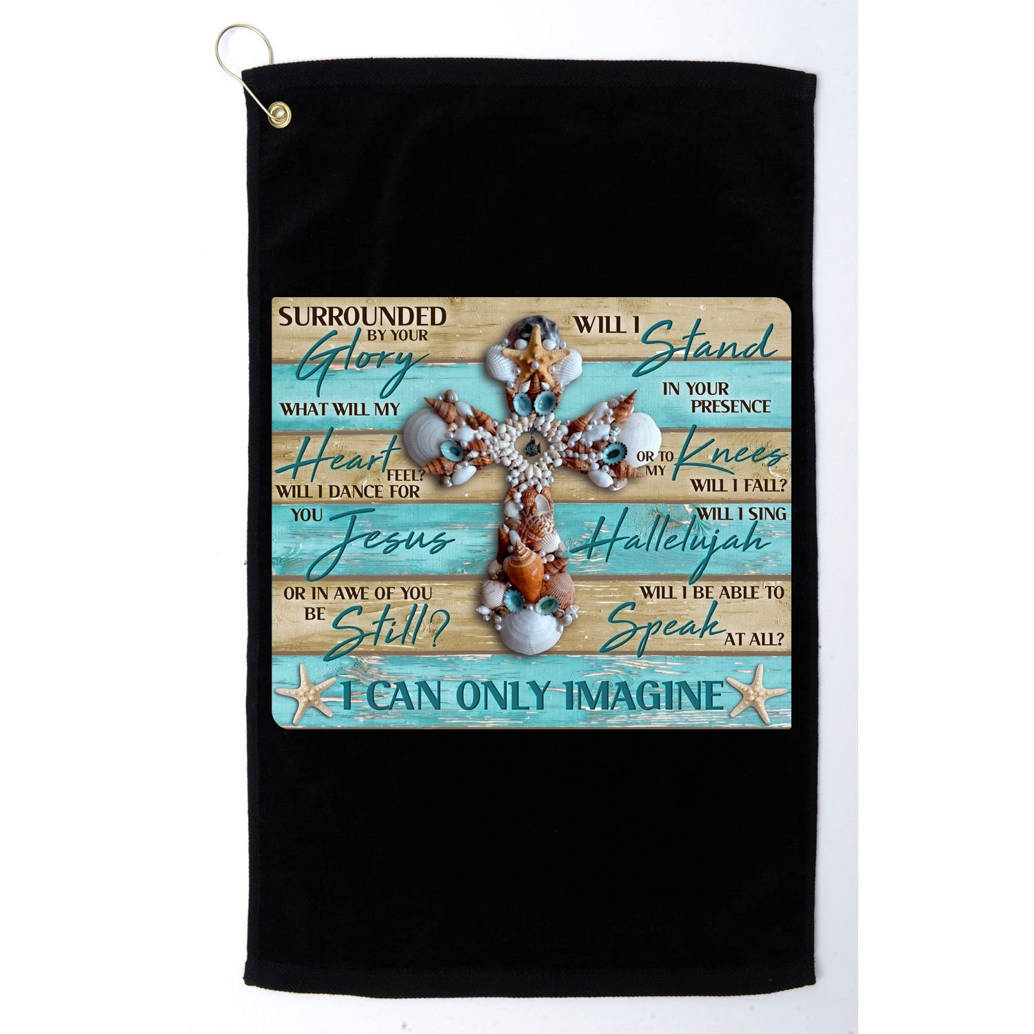I Can Only Imagine Faith Sea Shell Cross Golf Towel