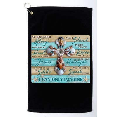 I Can Only Imagine Faith Sea Shell Cross Platinum Collection Golf Towel