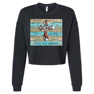I Can Only Imagine Faith Sea Shell Cross Cropped Pullover Crew