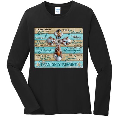 I Can Only Imagine Faith Sea Shell Cross Ladies Long Sleeve Shirt