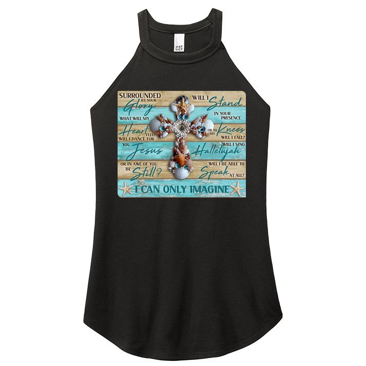I Can Only Imagine Faith Sea Shell Cross Women's Perfect Tri Rocker Tank