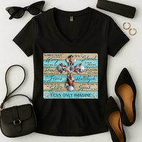 I Can Only Imagine Faith Sea Shell Cross Women's V-Neck T-Shirt