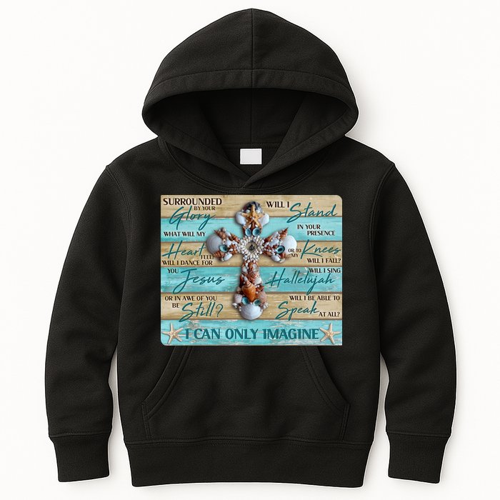 I Can Only Imagine Faith Sea Shell Cross Kids Hoodie