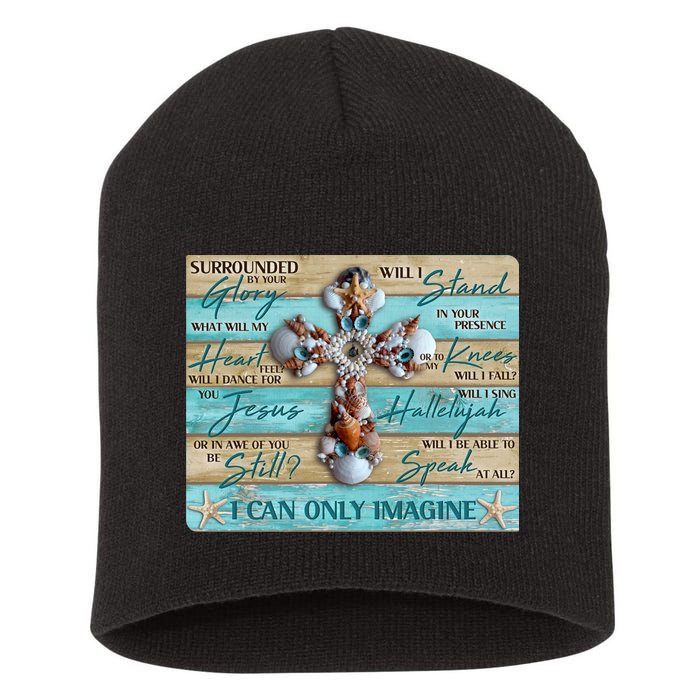 I Can Only Imagine Faith Sea Shell Cross Short Acrylic Beanie