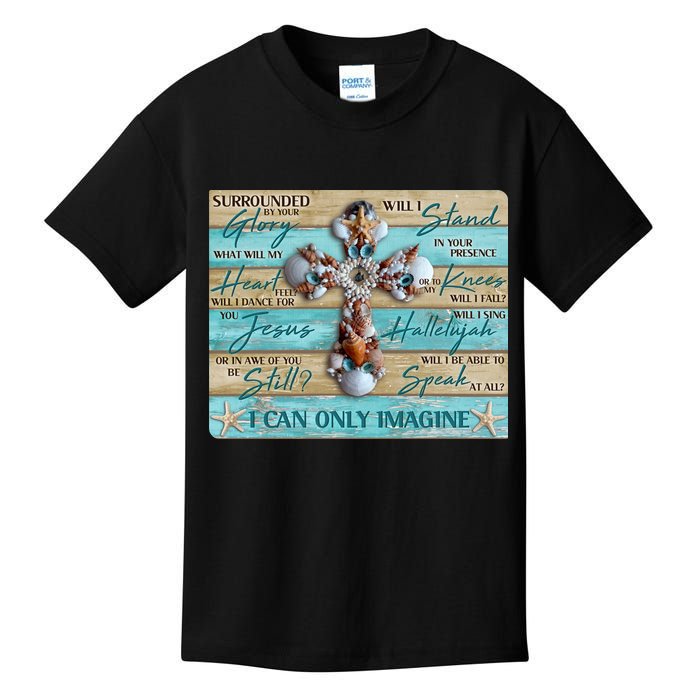 I Can Only Imagine Faith Sea Shell Cross Kids T-Shirt