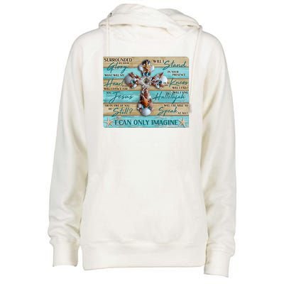 I Can Only Imagine Faith Sea Shell Cross Womens Funnel Neck Pullover Hood