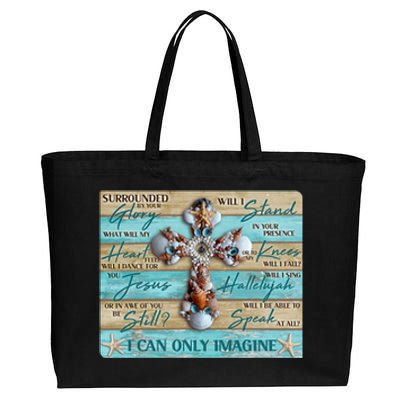 I Can Only Imagine Faith Sea Shell Cross Cotton Canvas Jumbo Tote