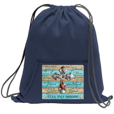 I Can Only Imagine Faith Sea Shell Cross Sweatshirt Cinch Pack Bag