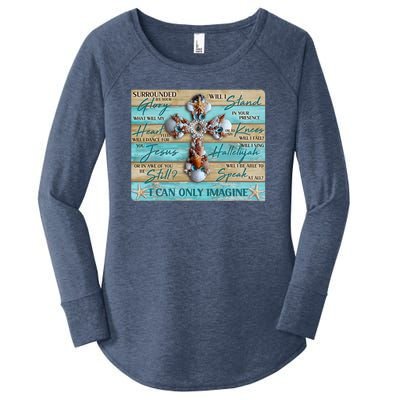 I Can Only Imagine Faith Sea Shell Cross Women's Perfect Tri Tunic Long Sleeve Shirt