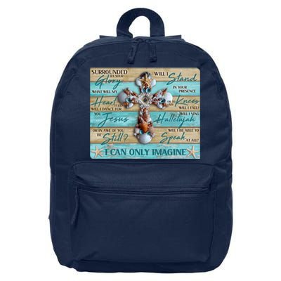 I Can Only Imagine Faith Sea Shell Cross 16 in Basic Backpack