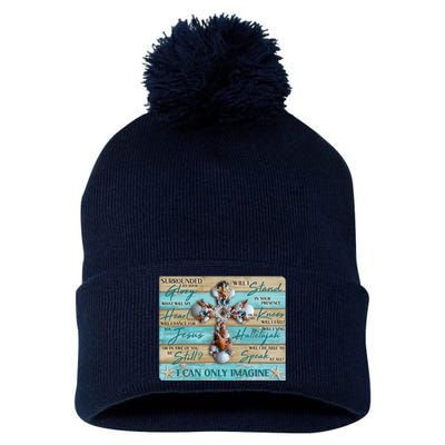 I Can Only Imagine Faith Sea Shell Cross Pom Pom 12in Knit Beanie