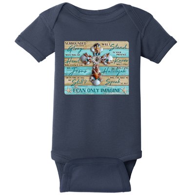 I Can Only Imagine Faith Sea Shell Cross Baby Bodysuit