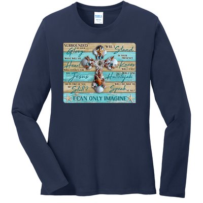 I Can Only Imagine Faith Sea Shell Cross Ladies Long Sleeve Shirt