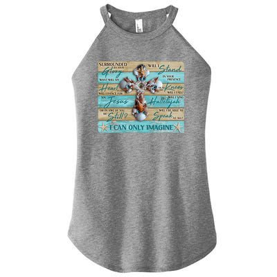 I Can Only Imagine Faith Sea Shell Cross Women's Perfect Tri Rocker Tank