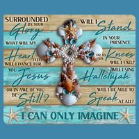 I Can Only Imagine Faith Sea Shell Cross V-Neck T-Shirt