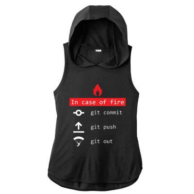 In Case Of Fire Git Commit Push Funny Programmer Ladies PosiCharge Tri-Blend Wicking Draft Hoodie Tank