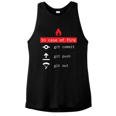 In Case Of Fire Git Commit Push Funny Programmer Ladies PosiCharge Tri-Blend Wicking Tank