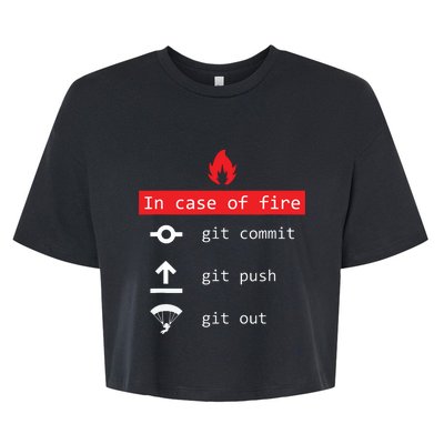 In Case Of Fire Git Commit Push Funny Programmer Bella+Canvas Jersey Crop Tee