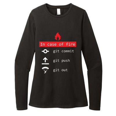 In Case Of Fire Git Commit Push Funny Programmer Womens CVC Long Sleeve Shirt