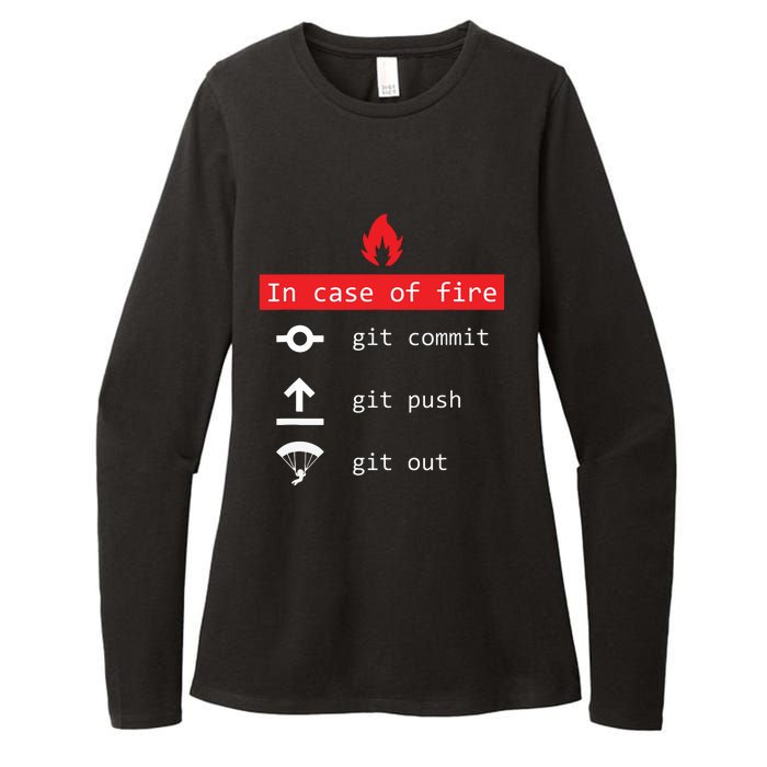 In Case Of Fire Git Commit Push Funny Programmer Womens CVC Long Sleeve Shirt