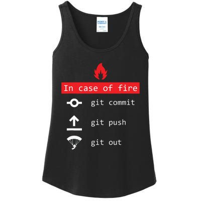 In Case Of Fire Git Commit Push Funny Programmer Ladies Essential Tank